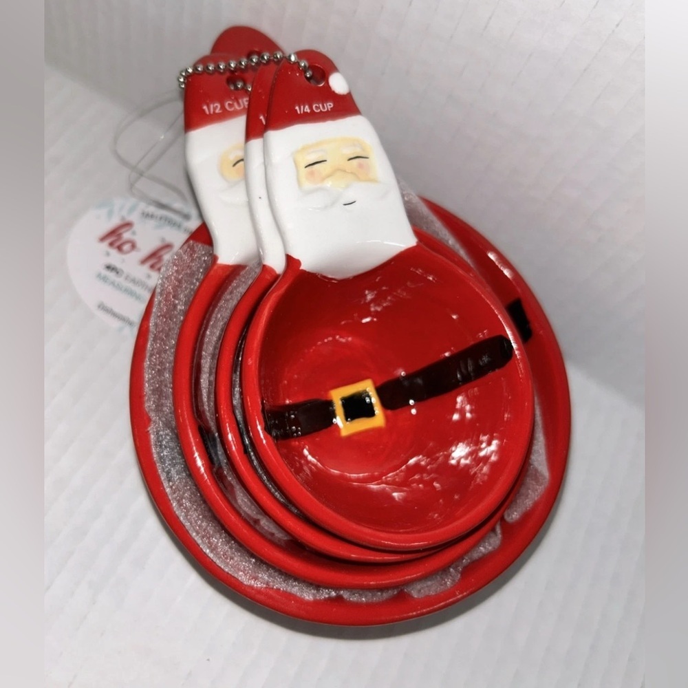 Table tops Unlimited Ho Ho Ho 4pc Earthenware Santa Measuring Cup Set